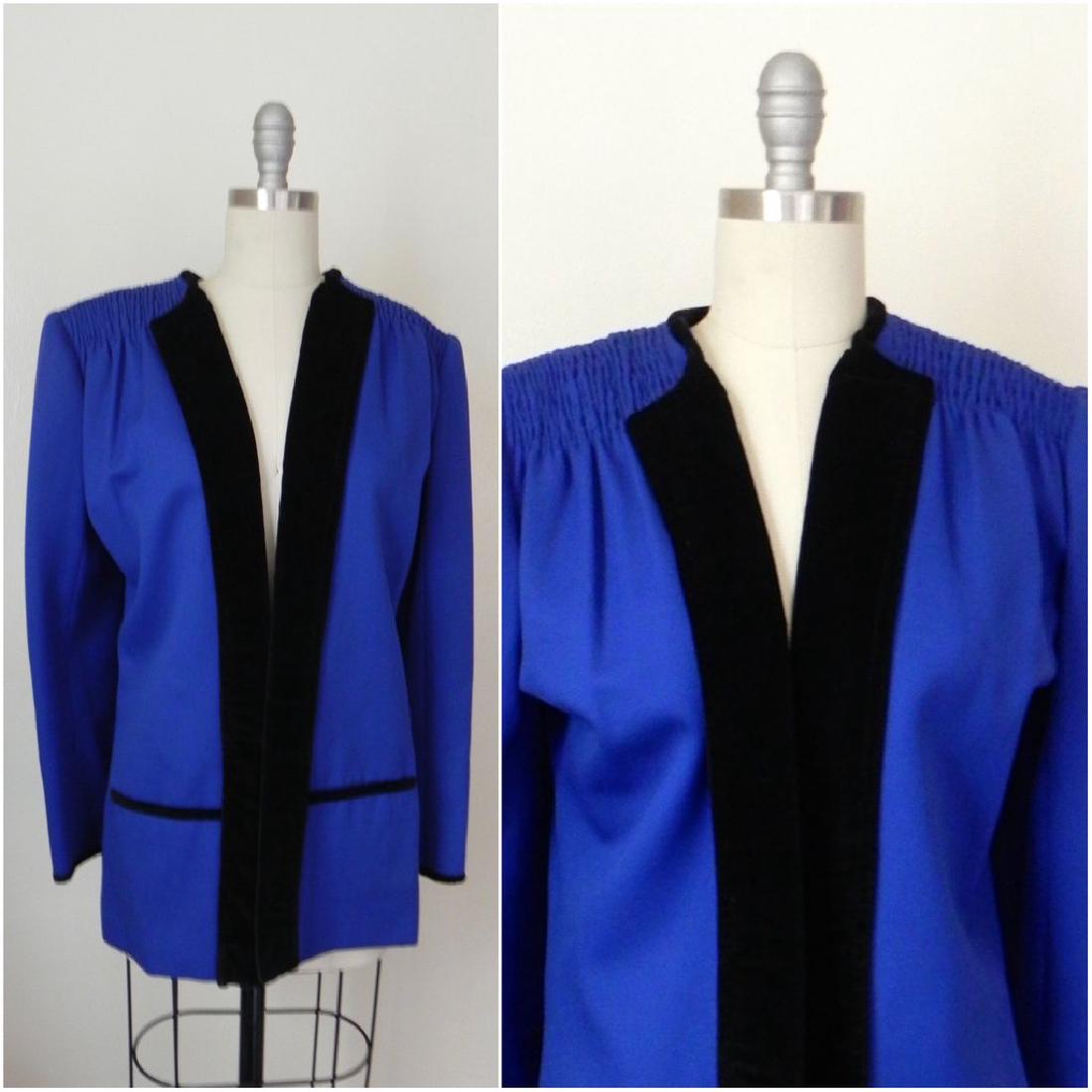 Vintage 1980s Valentino Cobalt Blue Wool Evening Jacket (1 of 6)