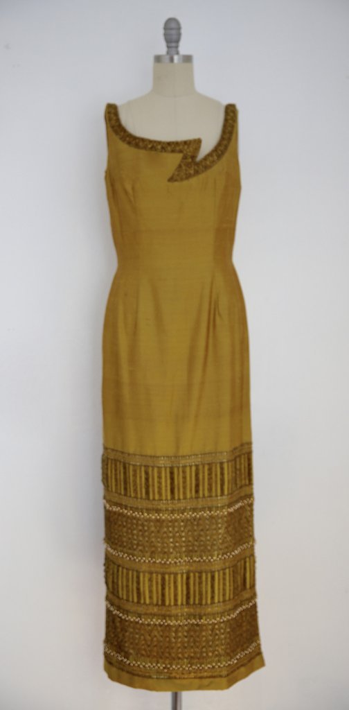 Vintage 1960s  Bruce Arnold LTD Thai Silk Brown Dress (1 of 6)