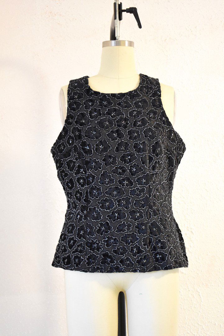 Vintage Black Sequin Stenay Blouse (1 of 4)
