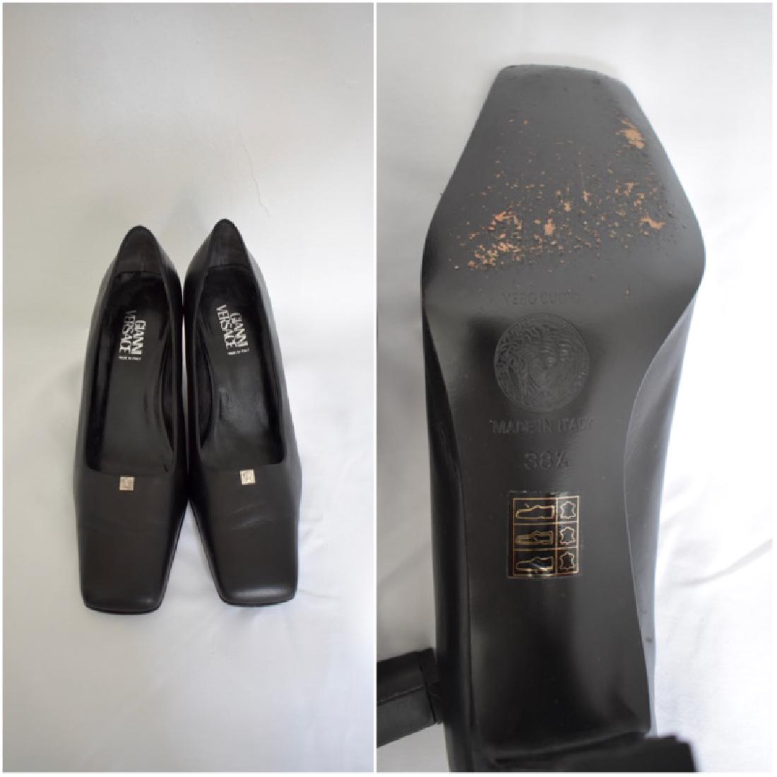 "Gianni Versace" Black Leather Shoes size 7.5 made in (1 of 6)