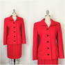 Vintage 1980s Valentino Red Corded Wool Skirt Suit