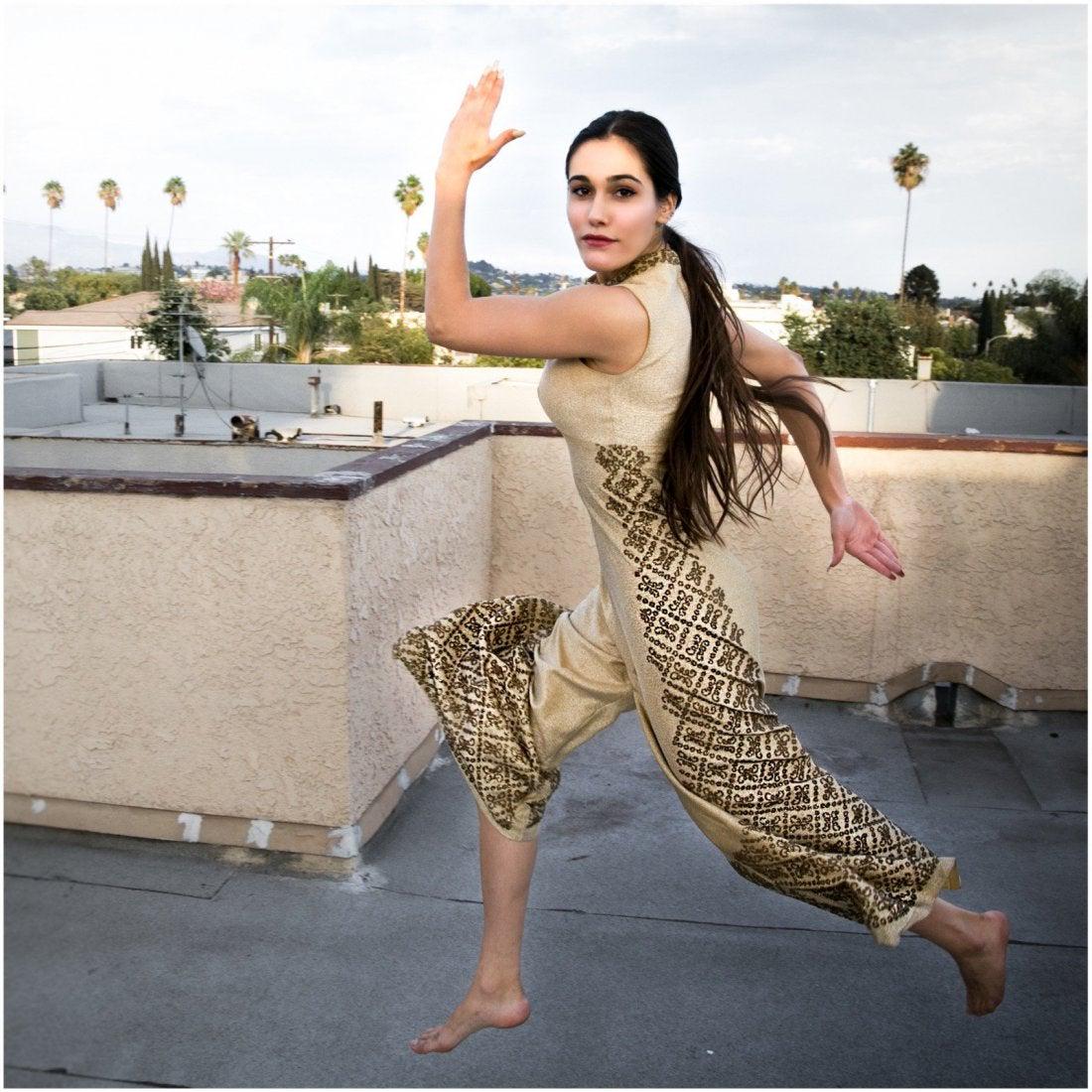 Vintage 1940s-1950s Gold Metallic Sequin Jumpsuit AS IS (1 of 9)