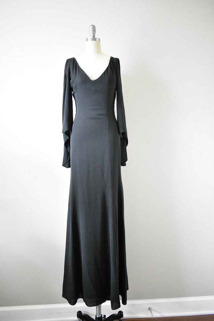 Vintage 1980s Carolina Herrera Long Black Evening Dress (1 of 4)