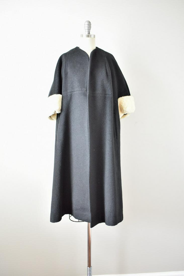 Vintage 1960s Forstmann Black Wool Swing Coat (1 of 4)
