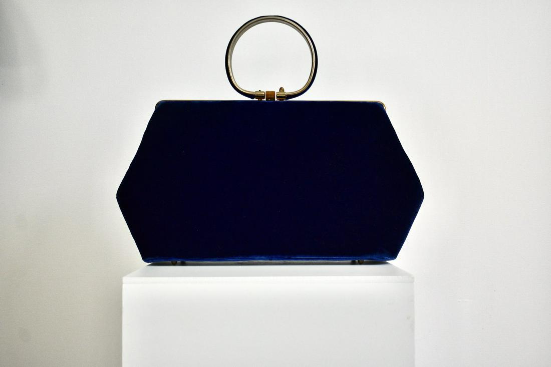 Vintage 1950 Blue Velvet Handbag by Ingber (1 of 4)