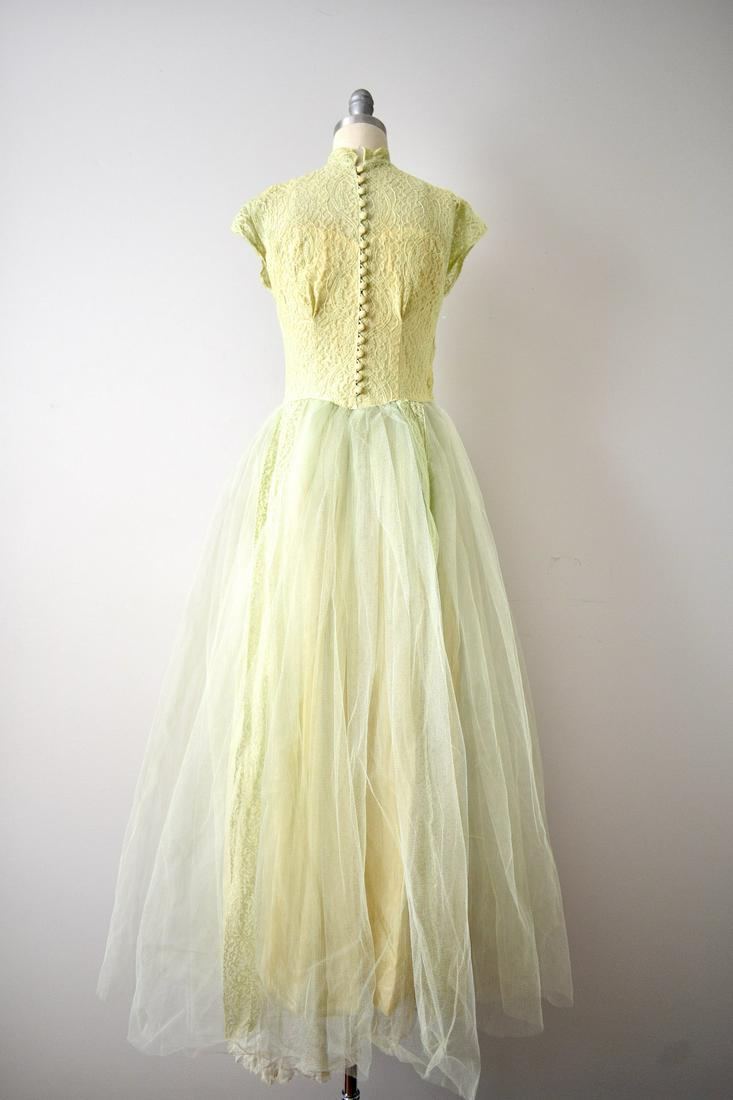 Vintage 1950s Chartreuse Gown AS IS (1 of 13)