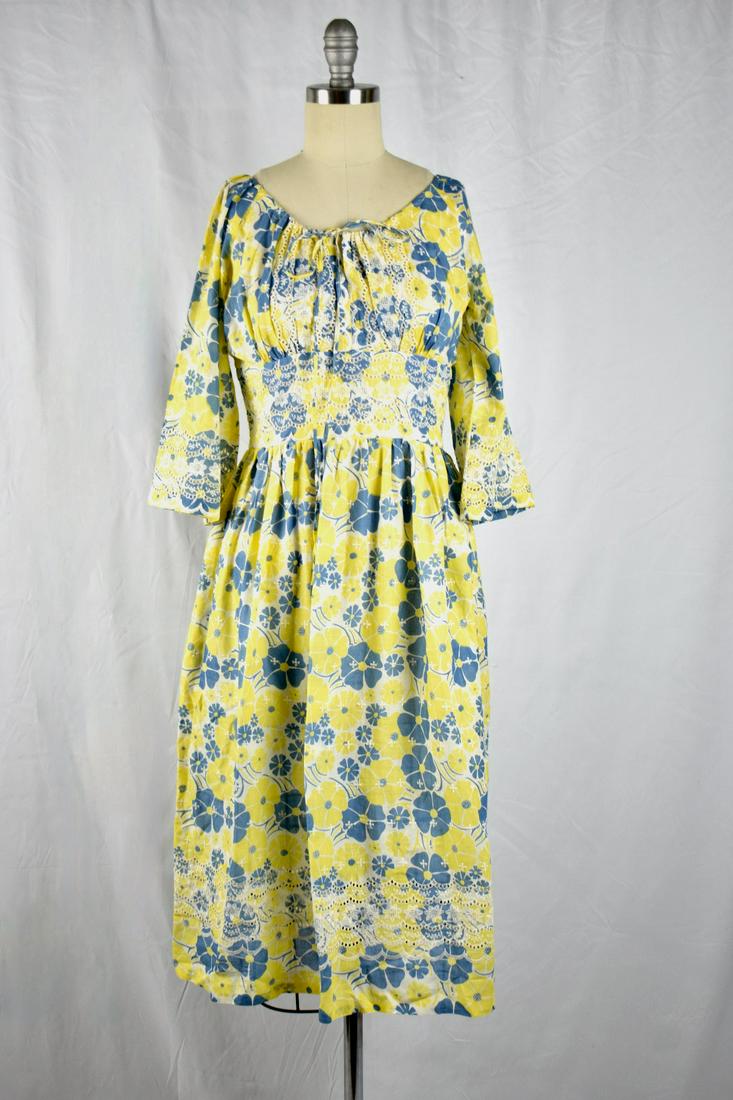 Vintage late  1960s Lilly Pulitzer Cotton Yellow/Blue Dress (1 of 6)