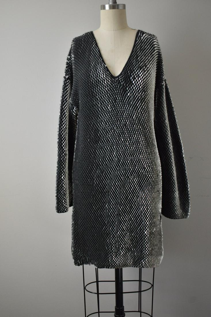 Vintage 1980s Escada Black Sequin Scale Dress: This is such an amazing Escada black sequin scale dress. The details on this dress is amazing. The photos does not do this dress justice. Its Very sexy but not over the top. The dress is in good condi