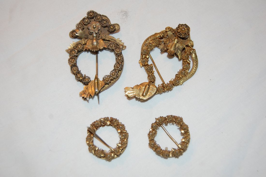 Straits Chinese Gilt Silver Kerosang Brooches (1 of 4)