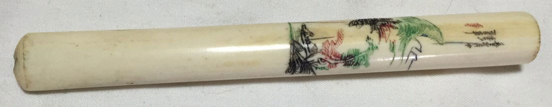 Chinese Scrimshawed Ivory Cigarette Holder (1 of 2)
