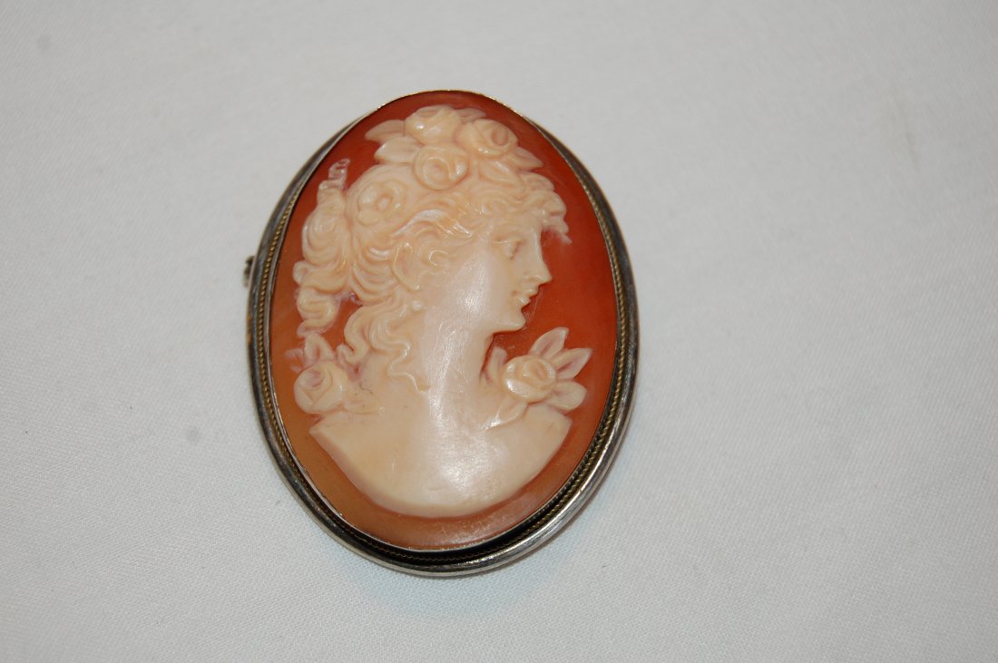 Antique Shell Cameo 800 Silver Frame (1 of 2)