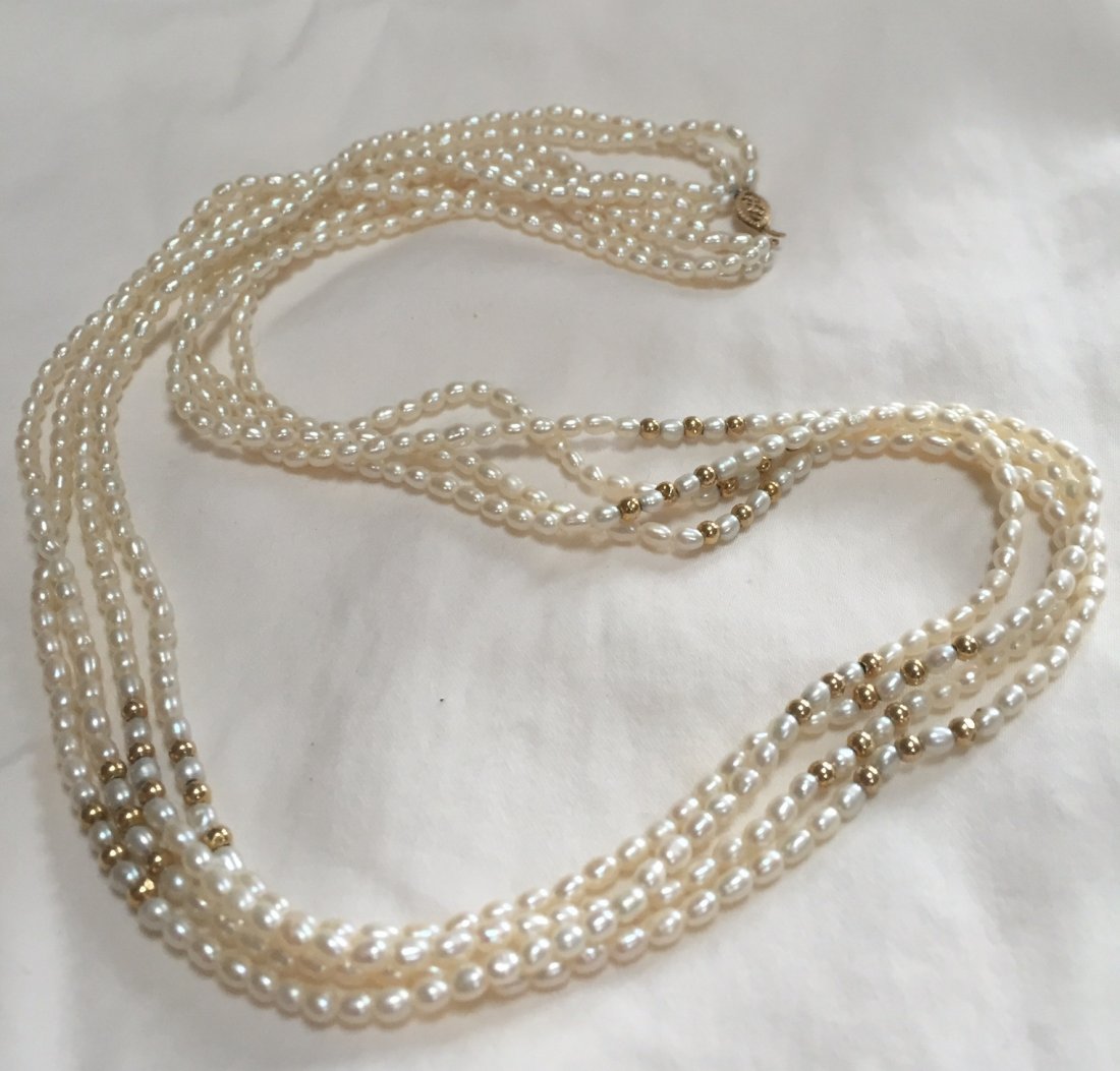 4 Strand 14 kt Pearl Necklace (1 of 2)