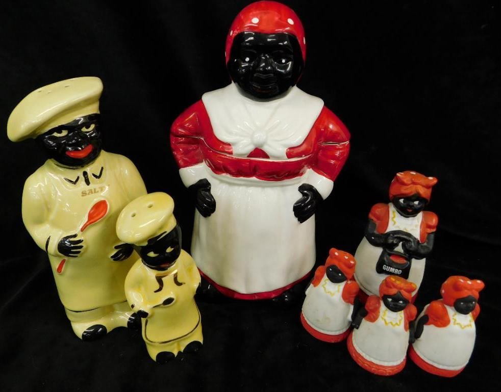 Black Americana - Ceramic Cookie Jar - Shakers and a Bell (1 of 12)