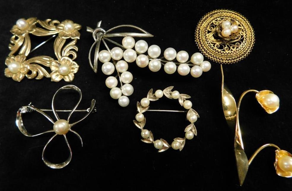 Sterling Silver - 6 Brooches / Pins - 54 Grams TW (1 of 8)