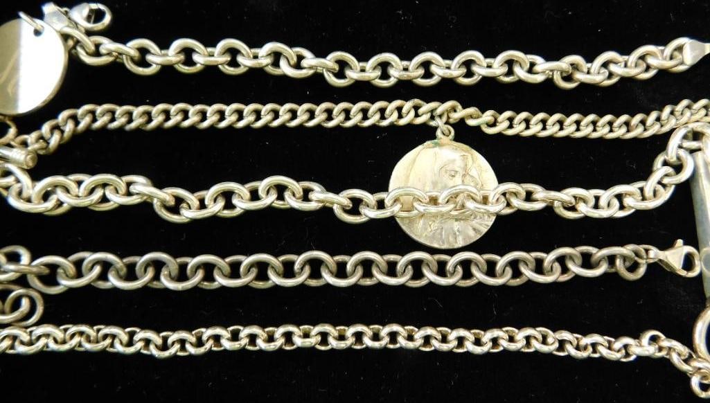 Sterling Silver - Bracelets - 5 With Charm - 150 Grams TW: Marked 925 - See Photos For Condition and Details