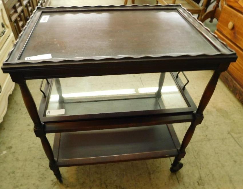 Rolling Tea Cart with Removable Glass Handled Tray (1 of 7)