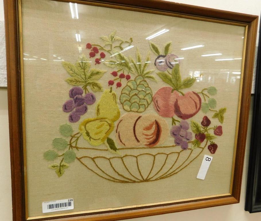 Framed Crochet Fruit Basket: 20.5" x 22.5"