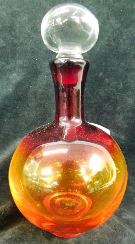 Vintage Blenko Amberina Decanter with Stopper - Sticker - 9.5" x 5" (1 of 11)