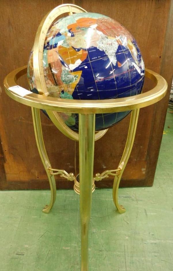 Jeweled Floor Model Globe With Compass Brass 32" X 18" May 10