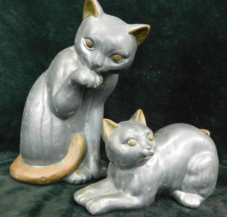 Cast Aluminum and Brass Cats - 4.25" and 8.5" Tall (1 of 12)
