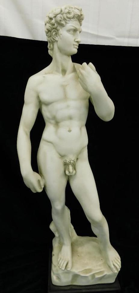Resin "Statue of David" - Signed - Wood Base - 31.5" x 10" x 7" (1 of 16)