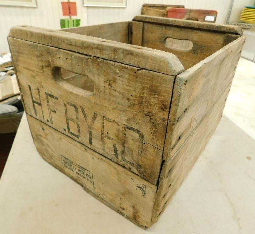 Vintage Swimley Box Co. - "H.F. Byrd" Wood Apple Crate - Virginia - 13" x 18" x 15" (1 of 9)