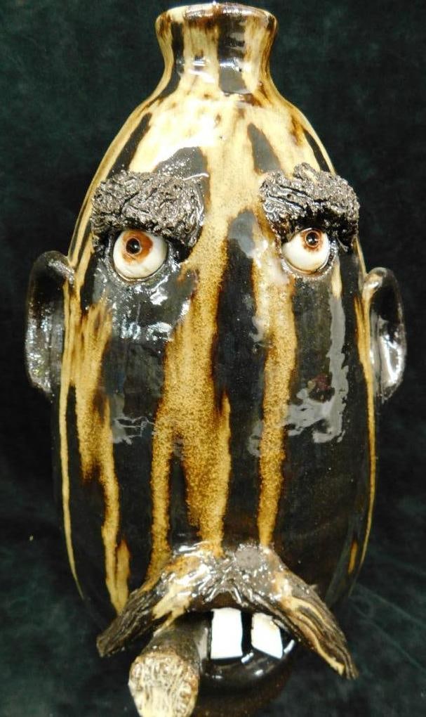 Southern Folk Art Pottery - Billy Joe Craven - Ugly Face Jug - 12.5" x 7" (1 of 11)