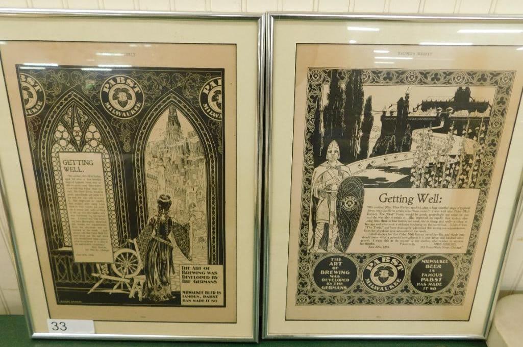 Pair of Old Advertising Pages from Harpers Weekly - Pabst Brewing Co. - Each 17.5" x 13.5" (1 of 10)