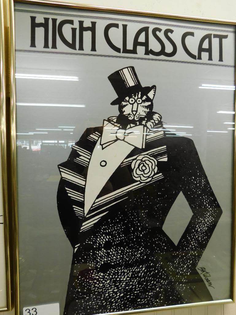 1977 B. Kliban - Framed Poster - 24" x 18.5" - "High Class Cat" (1 of 10)