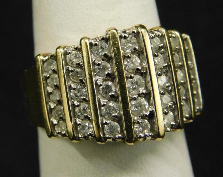 10K Yellow Gold - Ring - Size 8 - Clear Stones - 6.2 Grams TW (1 of 6)