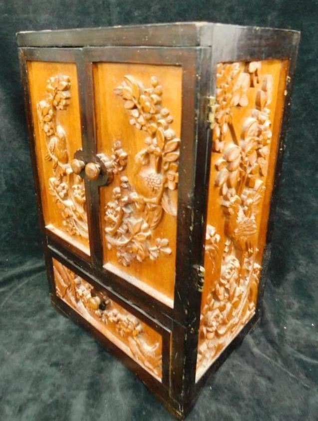 Vintage Asian 5 Drawer Jewelry Box - Nice Carvings - 12.5" x 8" x 6" (1 of 9)