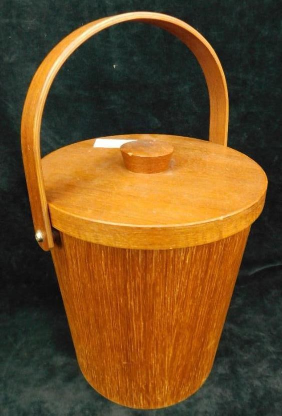 MCM - Mid Century Teak Ice Bucket with Lid - 14" x 8": See Photos For Condition and Details