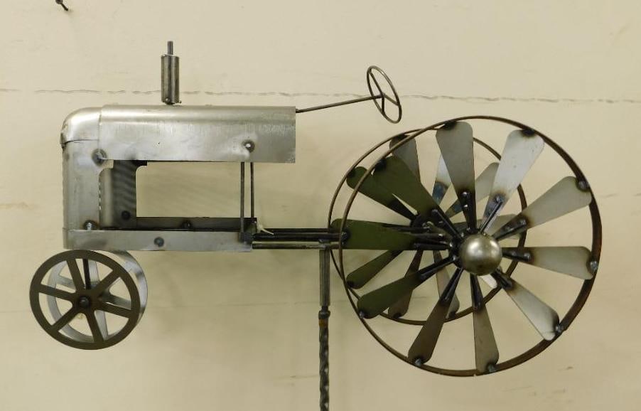 Tractor Whirligig with Post - 67" x 24" x 7": See Photos For Condition and Details