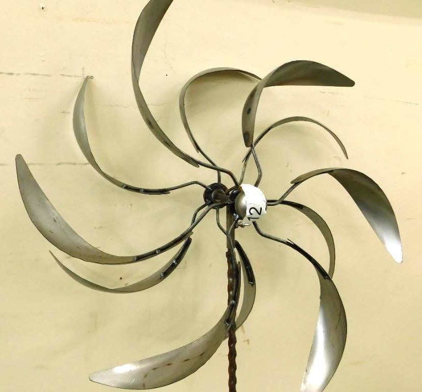 Double Wheel Whirligig with Post - 70" x 21" x 8": See Photos For Condition and Details