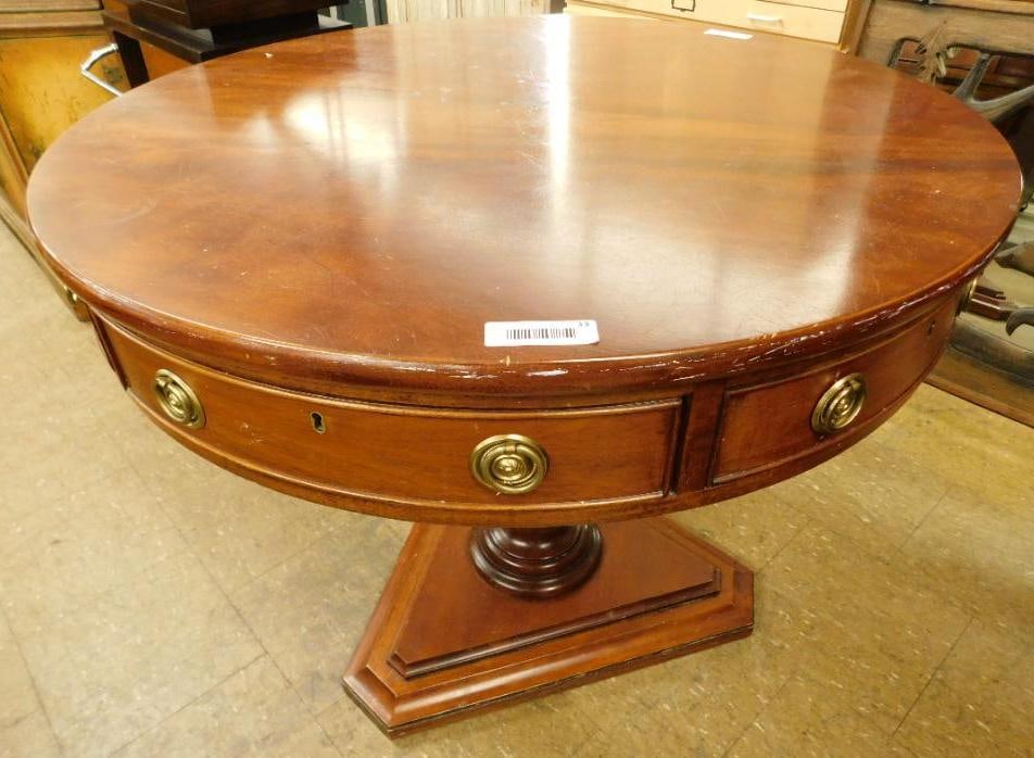 Drum Table with Drawers - Ralph Lauren: 33" x 38"