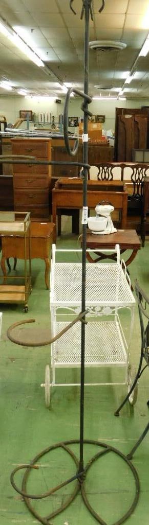 Wrought Iron Gravity Plant Holder - 3 Hooks: 85" x 31"