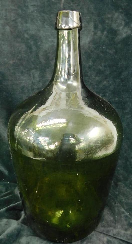 Vintage Large Green Glass Bottle - 18.5" x 10" (1 of 9)