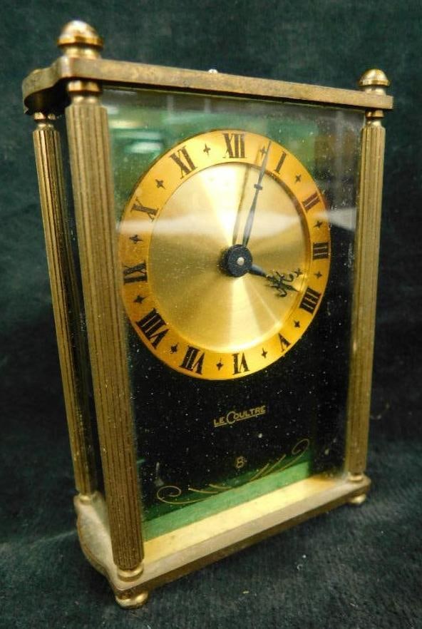 Vintage Le Coultre Travel Clock - Green Front - Works But Needs Tlc - 3.75" x 2.5" x 1.25" (1 of 12)