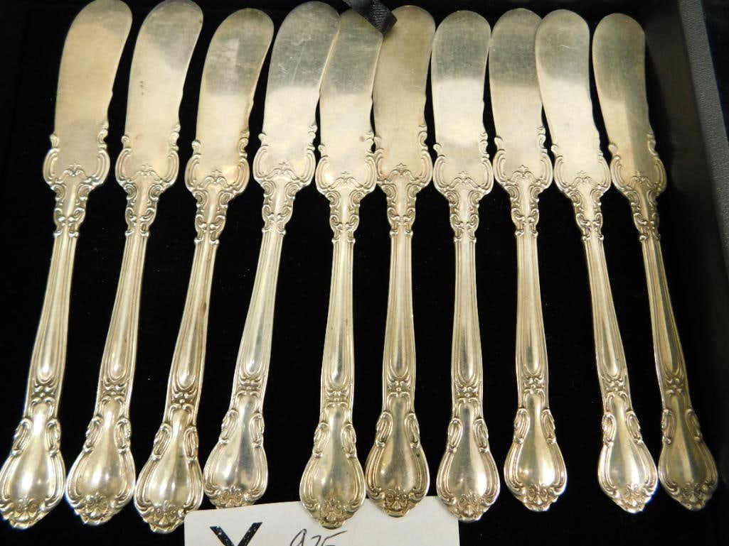 Sterling Silver - Flatware - 10 Butter Spreader Knives - English Hallmarks - 212 Grams (1 of 11)