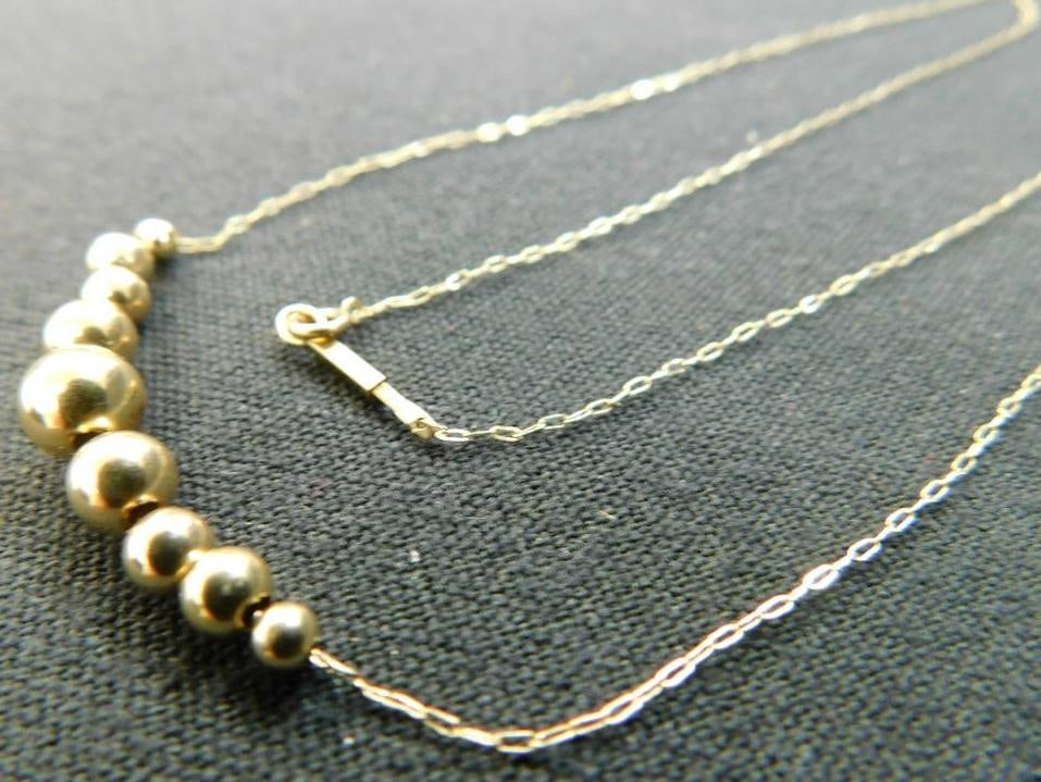 14K Yellow Gold - Necklace - Chain with Gold Balls - 17" - .8 Grams (1 of 8)