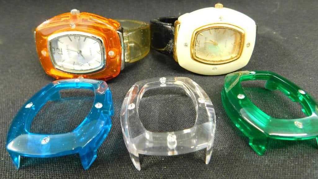Pair of Joan River Wrist Watches - with Changeable Bezels: See Photos For Condition and Details