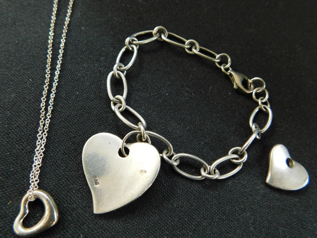 Sterling Silver - Tiffany and Co. - Bracelet - Necklace and Charm - 18.8 Grams: See Photos For Condition and Details