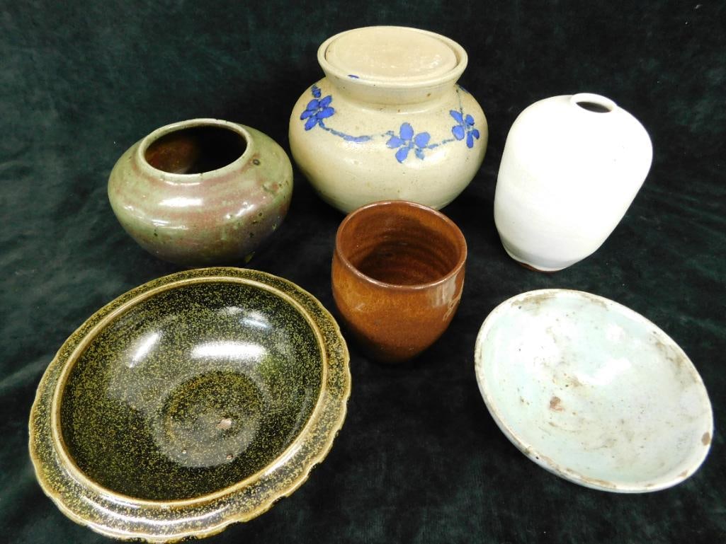 Box Lot of 6 Studio Art Pottery Pieces - Mostly Signed Jugtown (1 of 14)