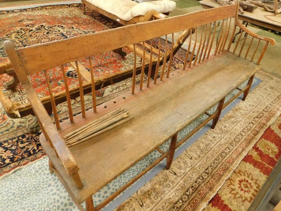 Early Settee with 6 Missing Rungs: 34" x 77" x 18"
