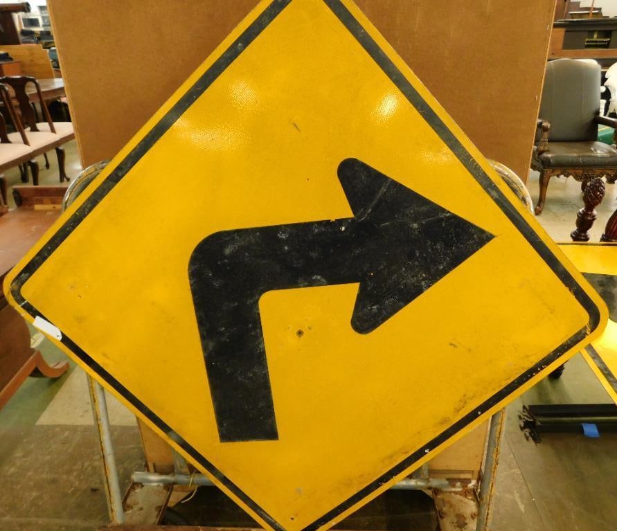 Modern Road Sign - Right Angle Right Curve (1 of 6)