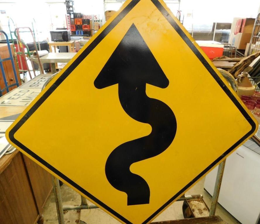 Modern Road Sign - "S" Curve Ahead (1 of 6)