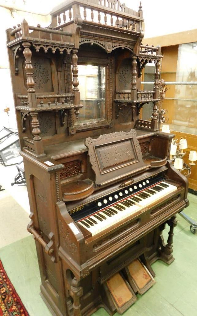 Ornate Miller Pump Organ - Pa - USA: 84" x 44" x 22.5"