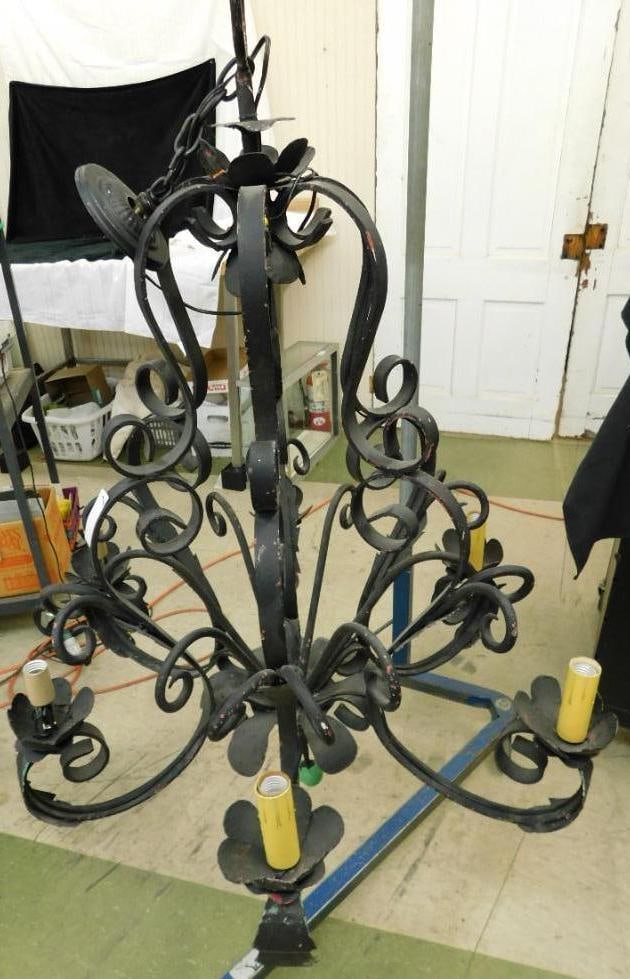 6 Light Wrought Iron Chandelier: 46" x 31"