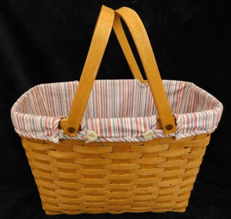 1995 Longaberger Basket - Double Handled with Liner - 11.25" x 15.5" (1 of 9)