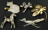 Sterling Silver - 5 Brooches - 50 Grams TW